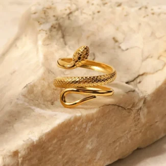 Coiled Serpent Wrap Ring Gold