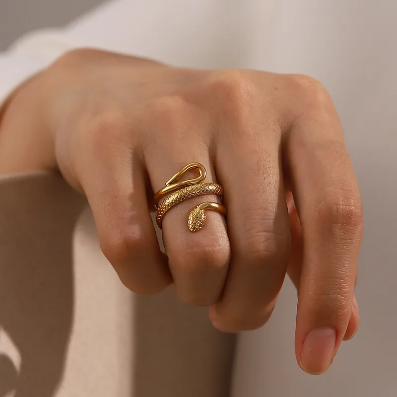 Coiled Serpent Wrap Ring Gold On Hand
