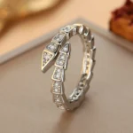 Crystal Serpent Wrap Ring Silver