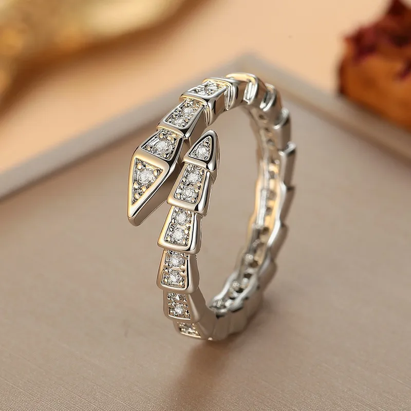 Crystal Serpent Wrap Ring Silver