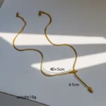 Golden Serpent Lariat Necklace