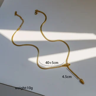 Golden Serpent Lariat Necklace