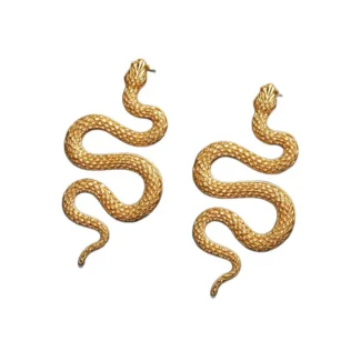 AVS Jewellery – Golden Viper Statement Earrings on white