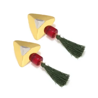 AVS Jewellery – Royal Triangle Tassel Earrings, angled view