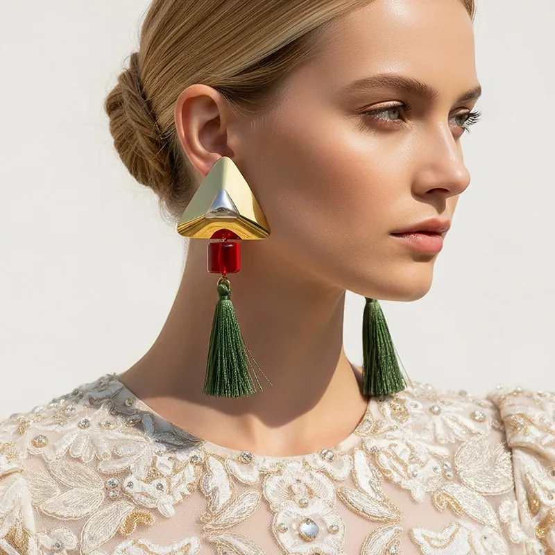 Royal Triangle Tassel Earrings Royal Triangle Tassel Earrings