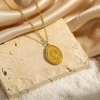 AVS Jewellery – Tulip Bloom Oval Pendant Necklace on stone